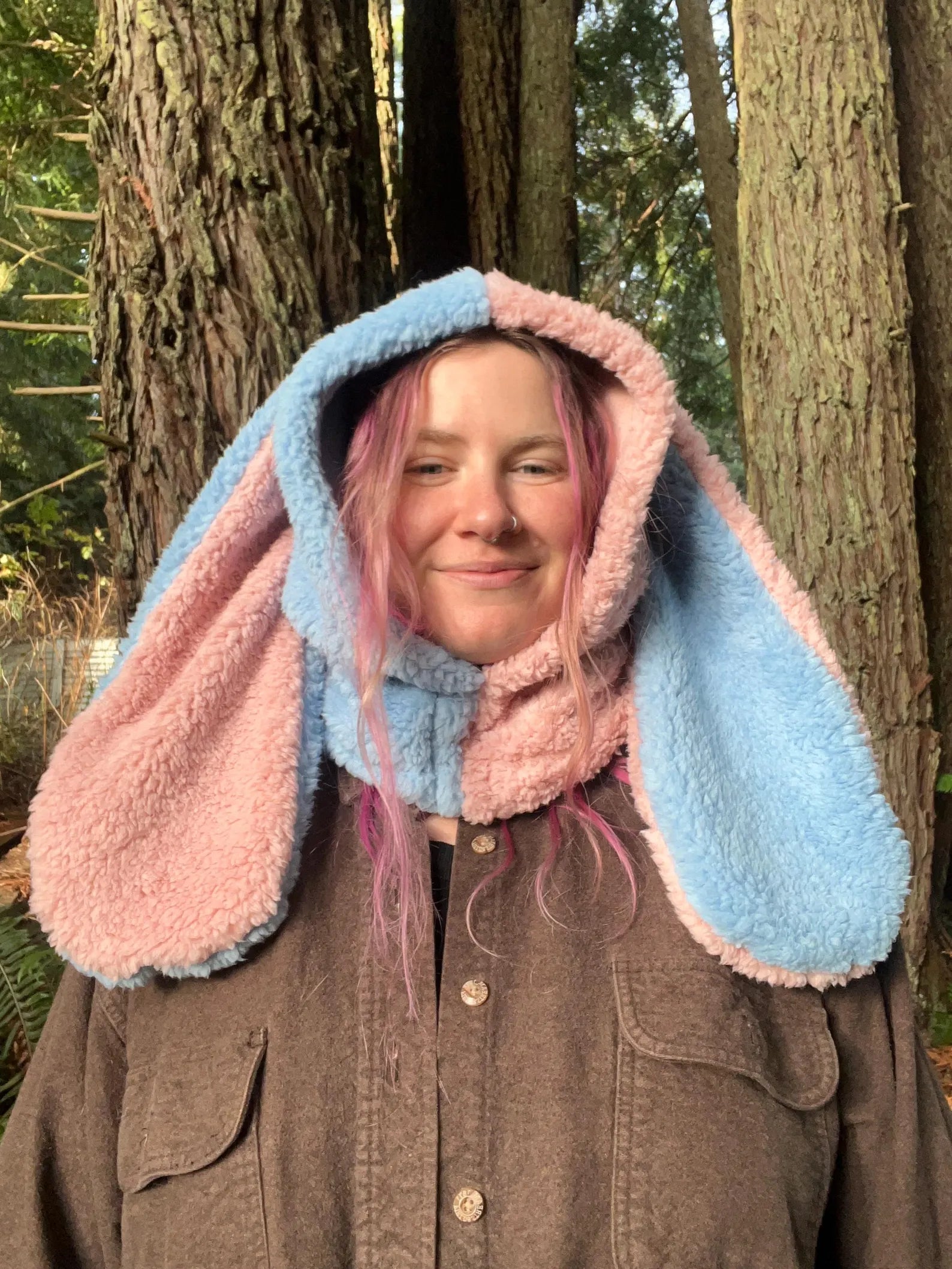 Pink Blue Cozy Bunny Hood