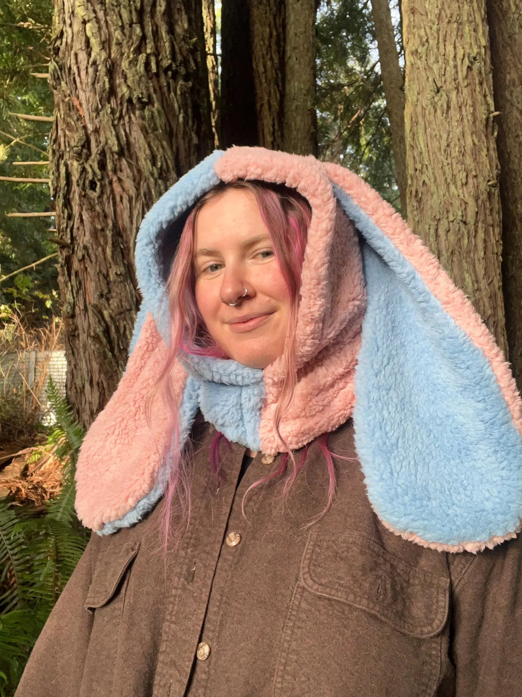 Pink Blue Cozy Bunny Hood