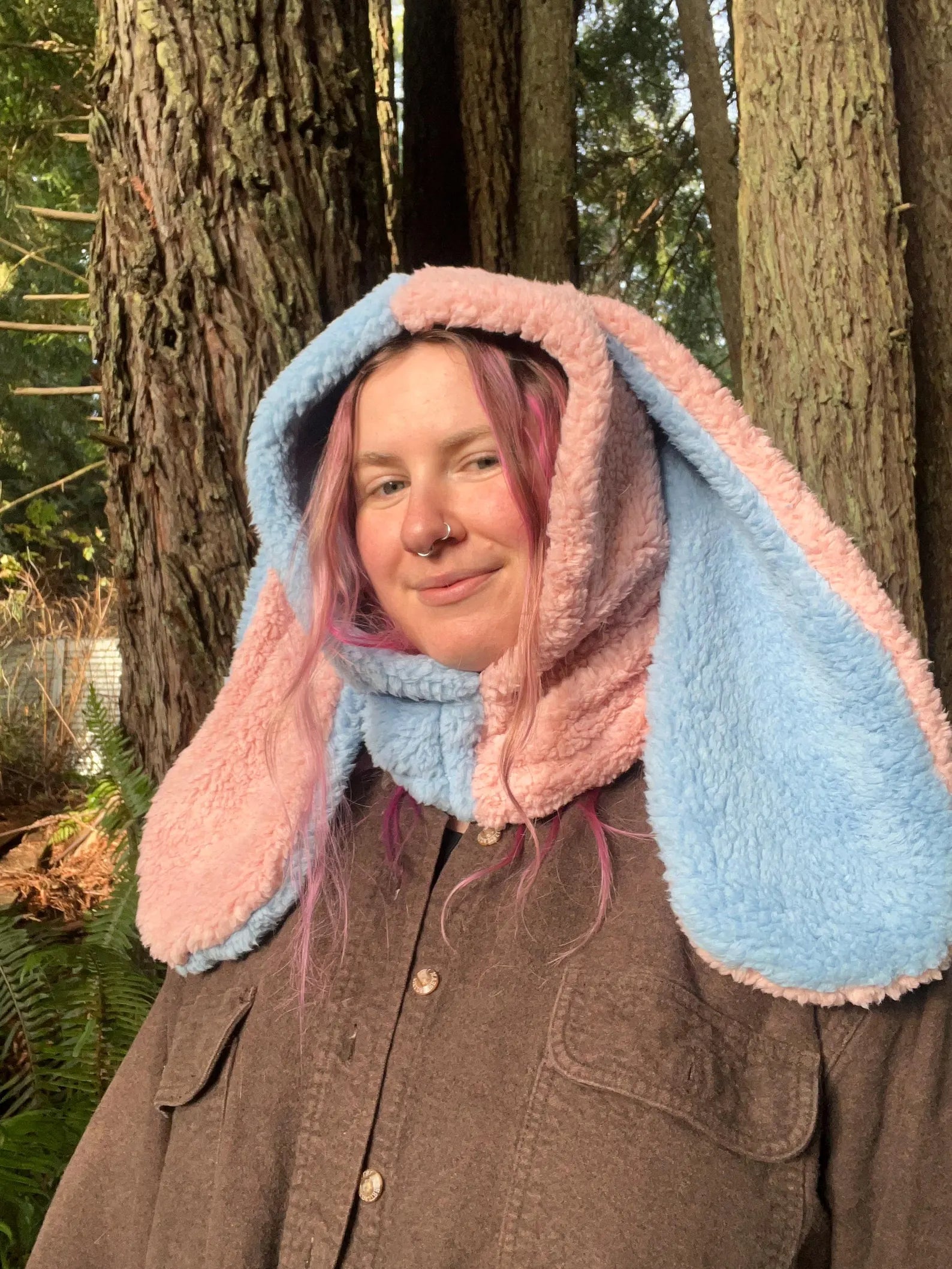 Pink Blue Cozy Bunny Hood