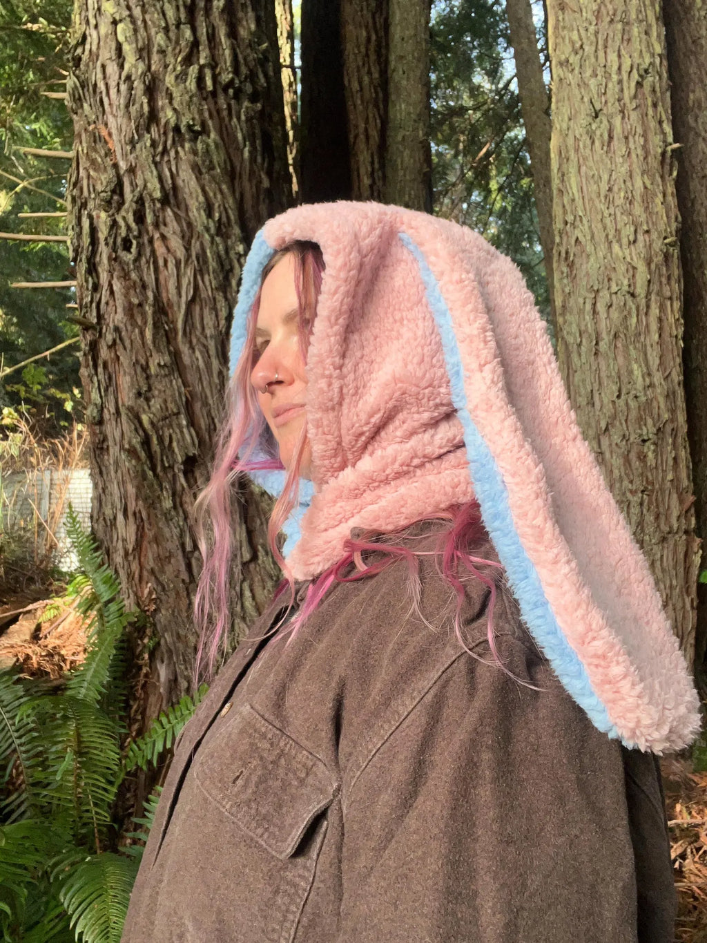 Pink Blue Cozy Bunny Hood